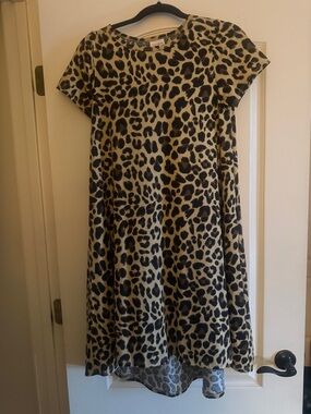 LuLaRoe Short Sleeve Leopard Dress - Tan & Black Carly swing dress